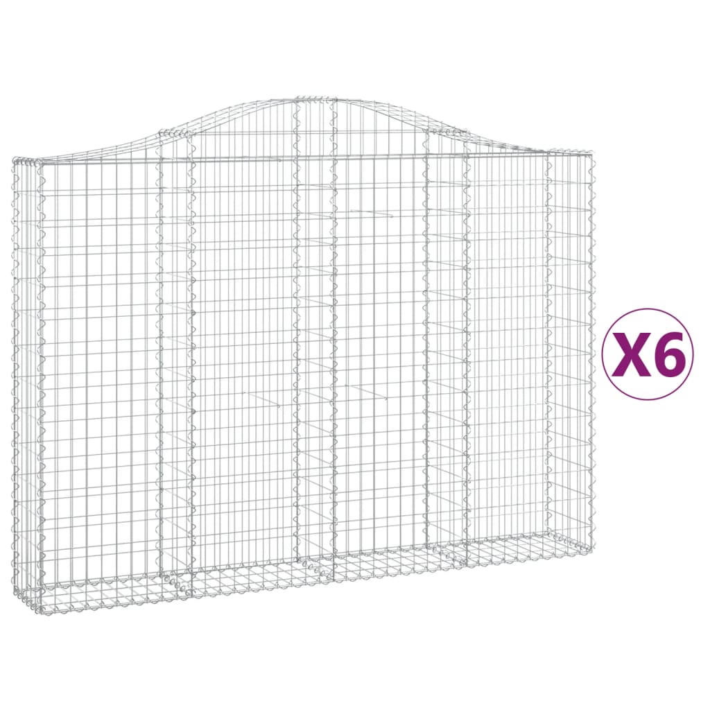 Coșuri gabion arcuite 6 buc, 200x30x140/160cm, fier galvanizat - Lando