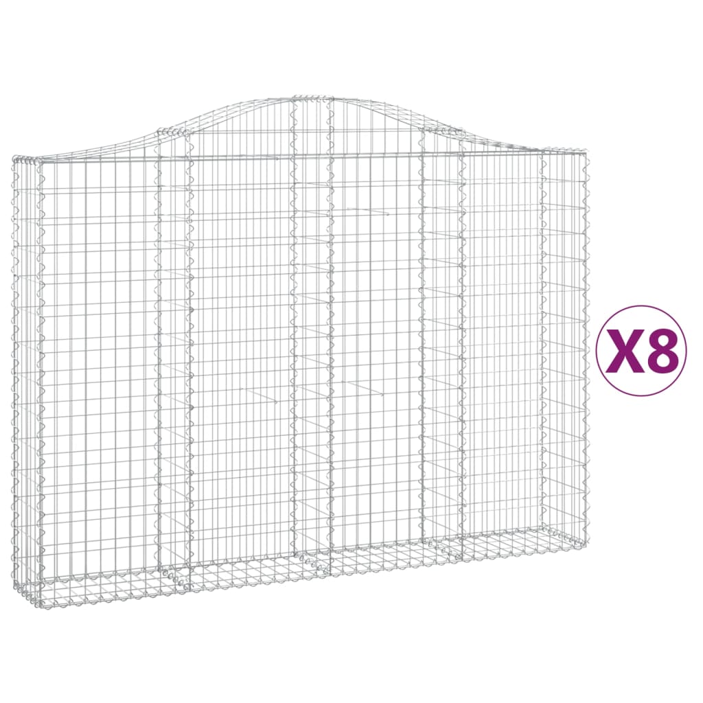 Coșuri gabion arcuite 8 buc, 200x30x140/160cm, fier galvanizat - Lando