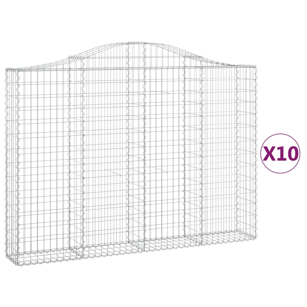 Coșuri gabion arcuite 10 buc, 200x30x140/160cm, fier galvanizat - Lando