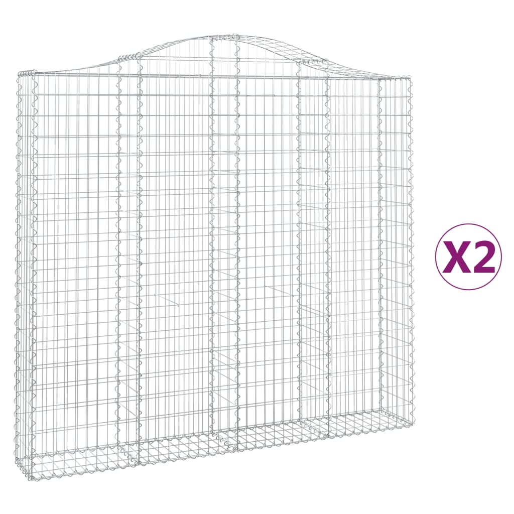 Coșuri gabion arcuite 2 buc, 200x30x180/200cm, fier galvanizat - Lando