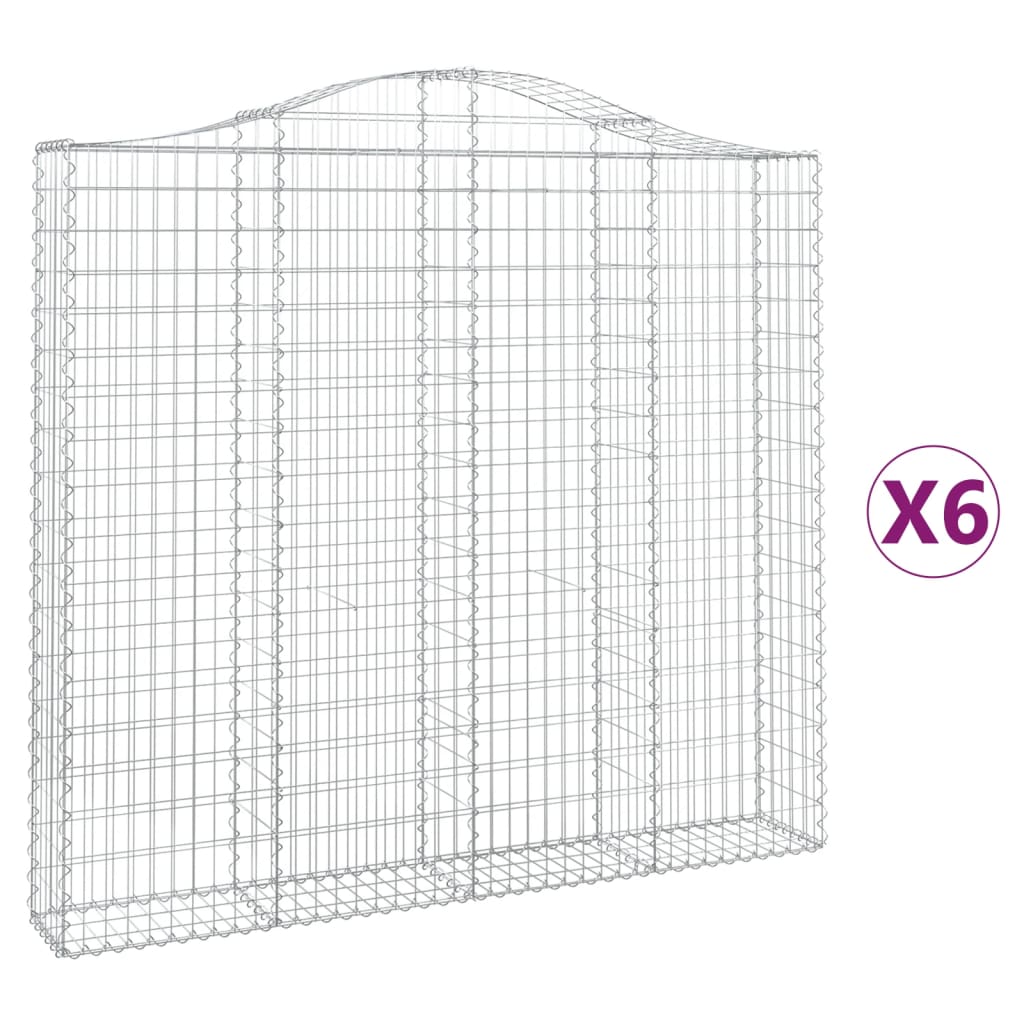 Coșuri gabion arcuite 6 buc, 200x30x180/200cm, fier galvanizat - Lando