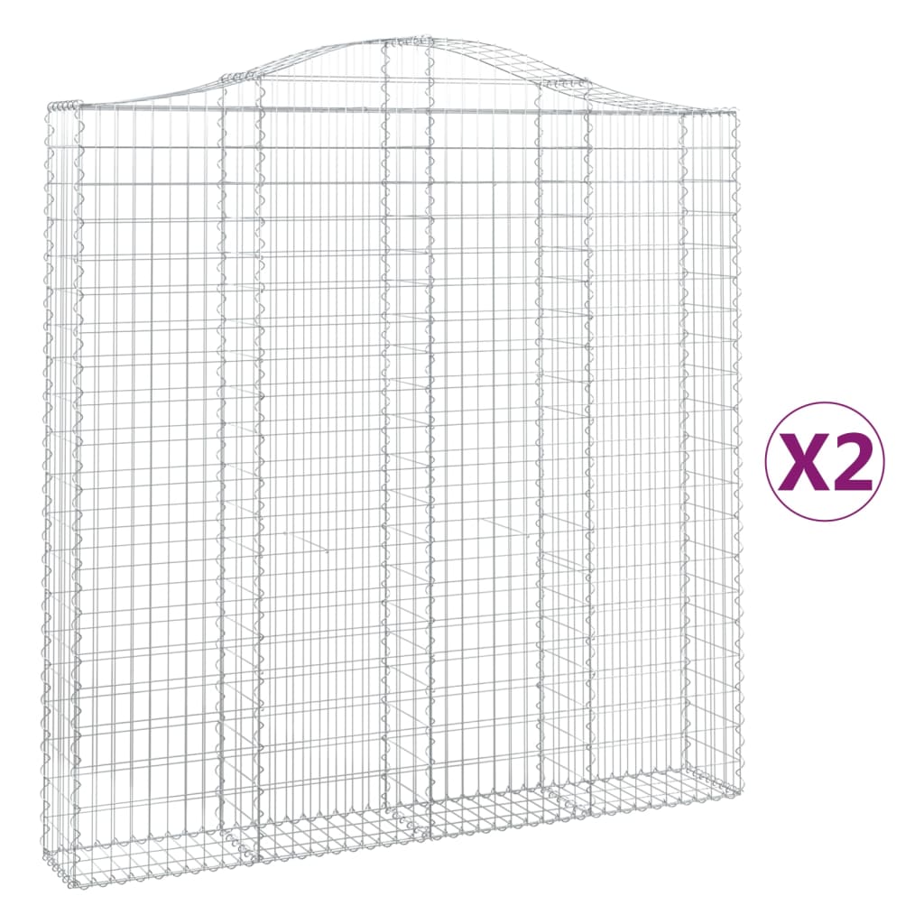 Coșuri gabion arcuite 2 buc. 200x30x200/220 cm fier galvanizat - Lando