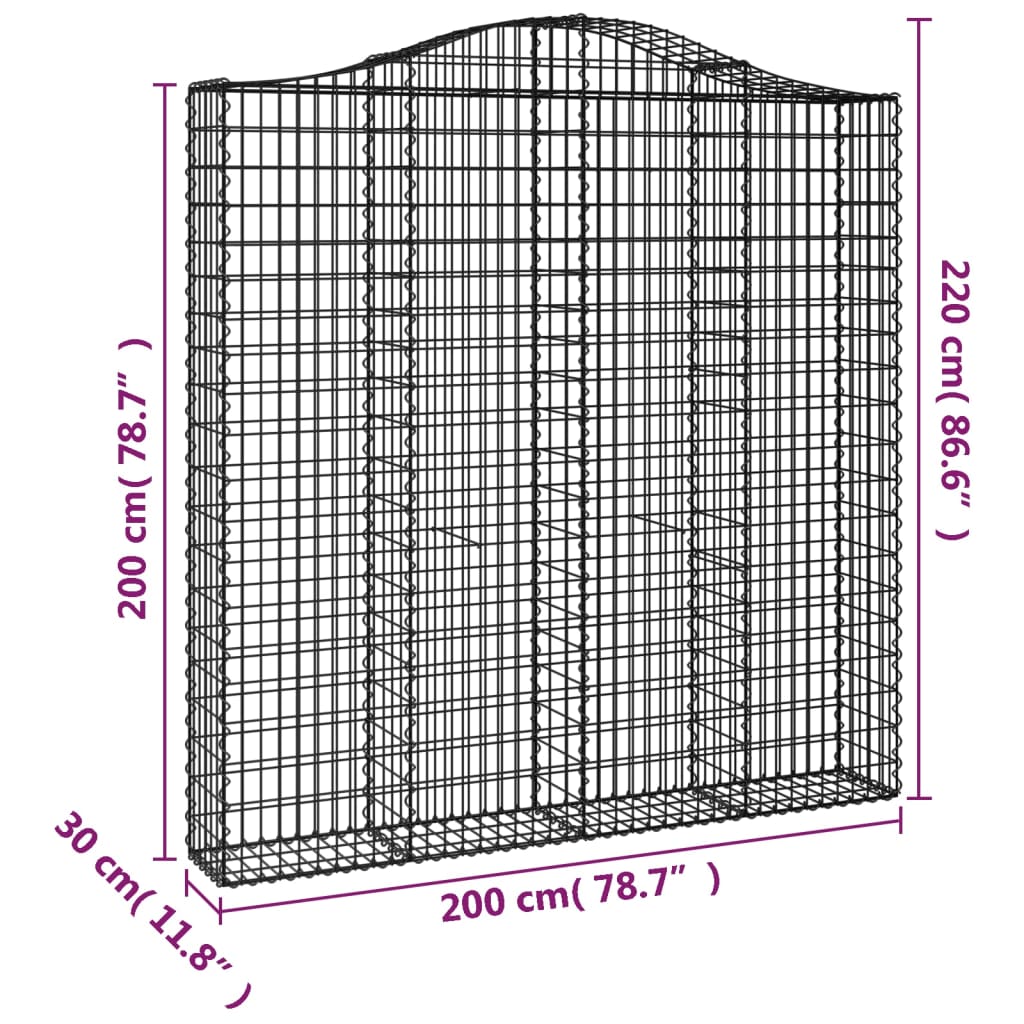 Coșuri gabion arcuite 2 buc. 200x30x200/220 cm fier galvanizat - Lando