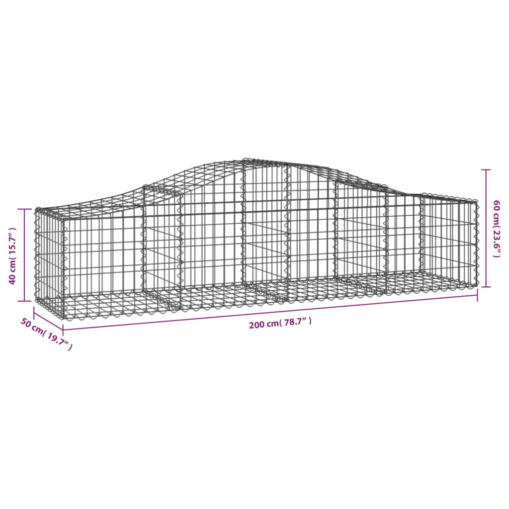 Coșuri gabion arcuite 9 buc, 200x50x40/60 cm, fier galvanizat - Lando