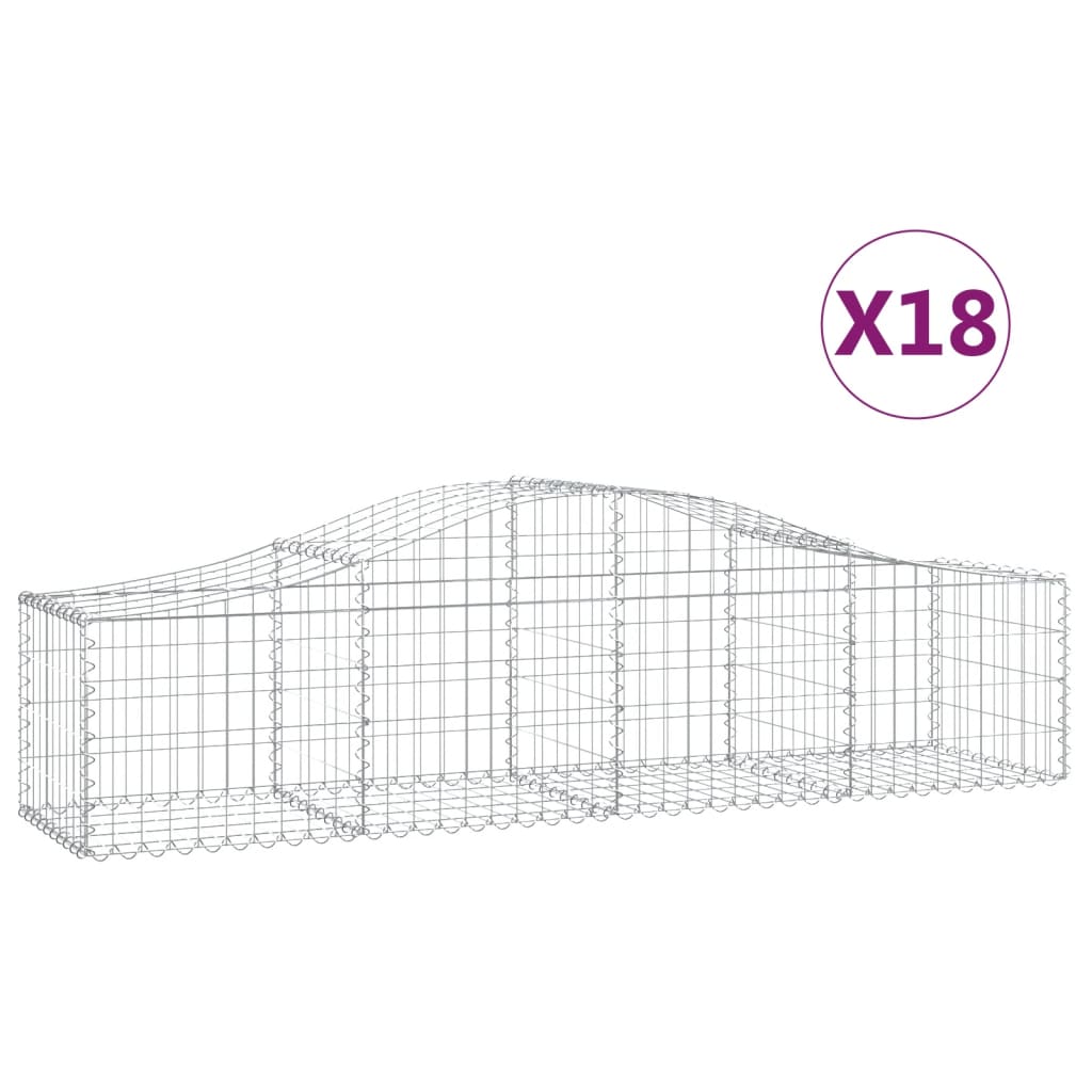 Coșuri gabion arcuite 18 buc., 200x50x40/60 cm, fier galvanizat - Lando