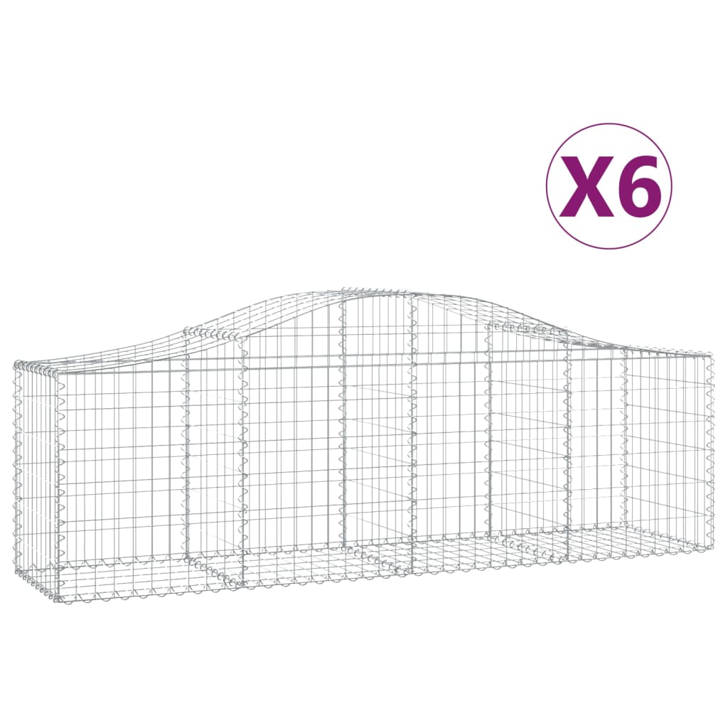 Coșuri gabion arcuite 6 buc, 200x50x60/80 cm, fier galvanizat - Lando