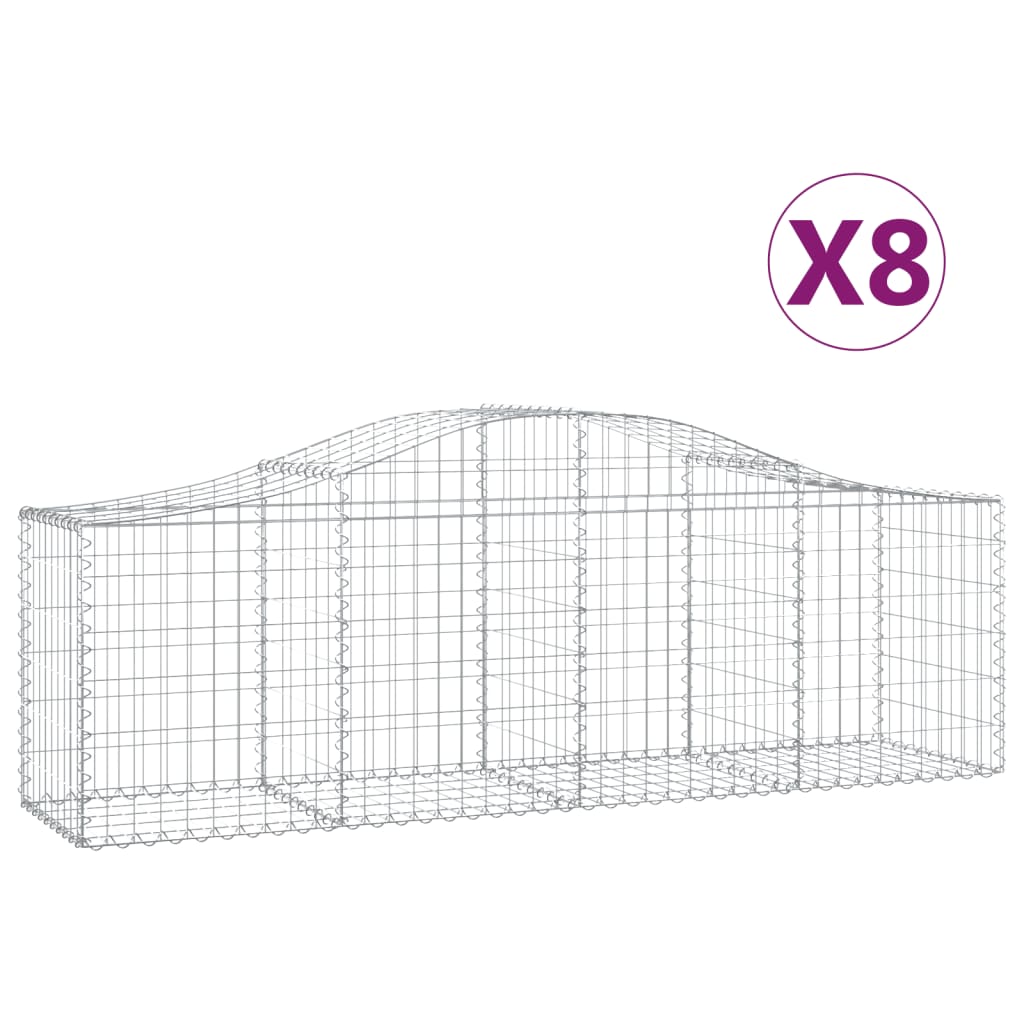 Coșuri gabion arcuite 8 buc, 200x50x60/80 cm, fier galvanizat - Lando