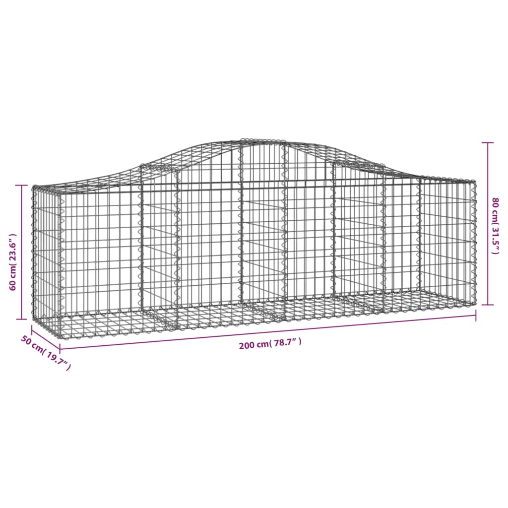 Coșuri gabion arcuite 13 buc, 200x50x60/80 cm, fier galvanizat - Lando