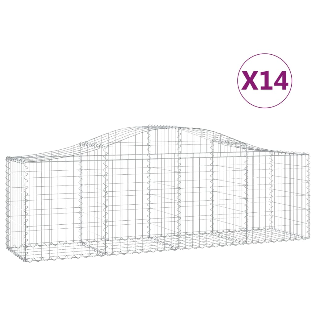 Coșuri gabion arcuite 14 buc, 200x50x60/80 cm, fier galvanizat - Lando