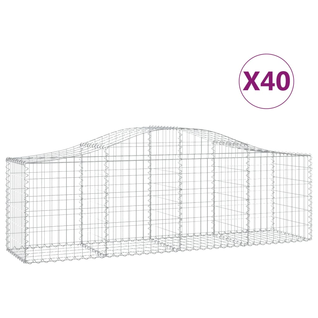 Coșuri gabion arcuite 40 buc, 200x50x60/80 cm, fier galvanizat - Lando