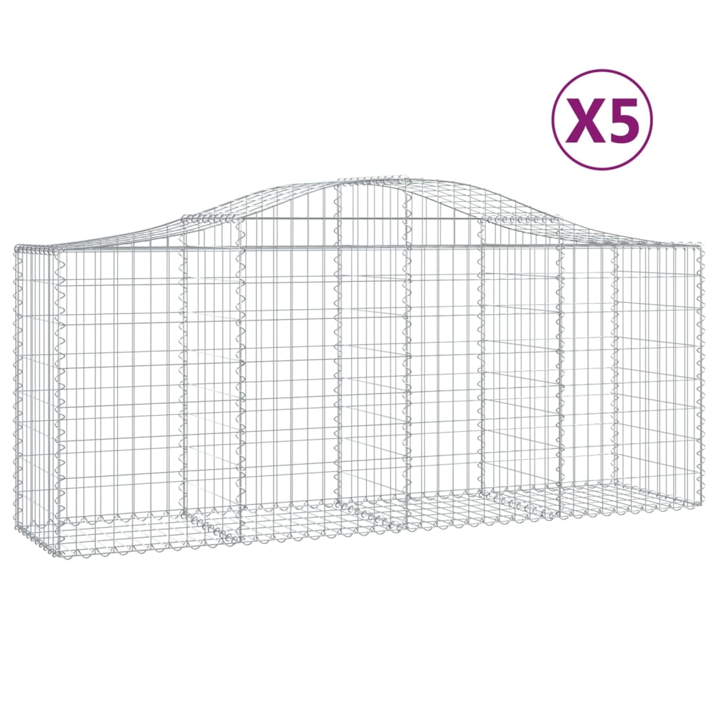 Coșuri gabion arcuite 5 buc, 200x50x80/100 cm, fier galvanizat - Lando