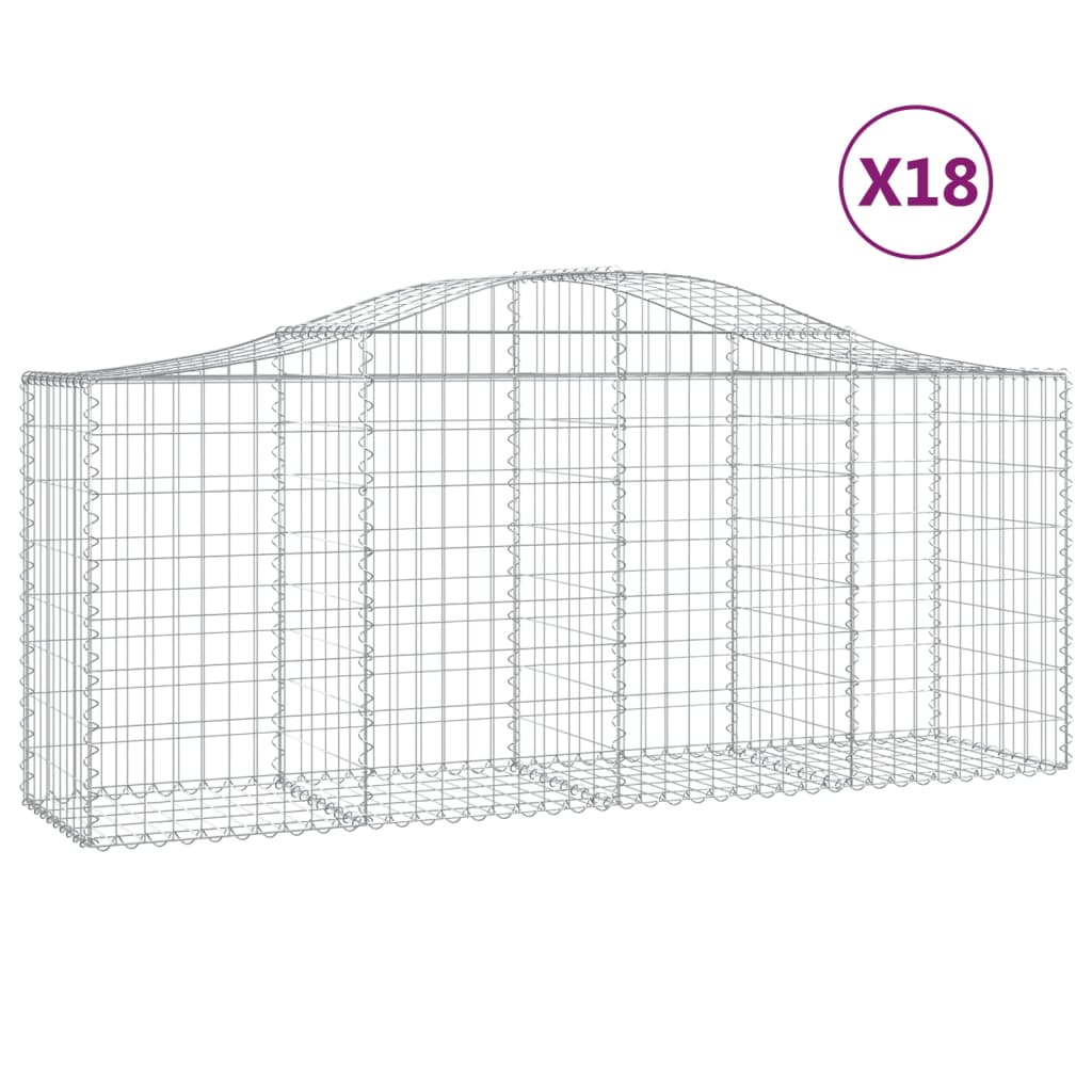 Coșuri gabion arcuite 18 buc, 200x50x80/100 cm, fier galvanizat - Lando