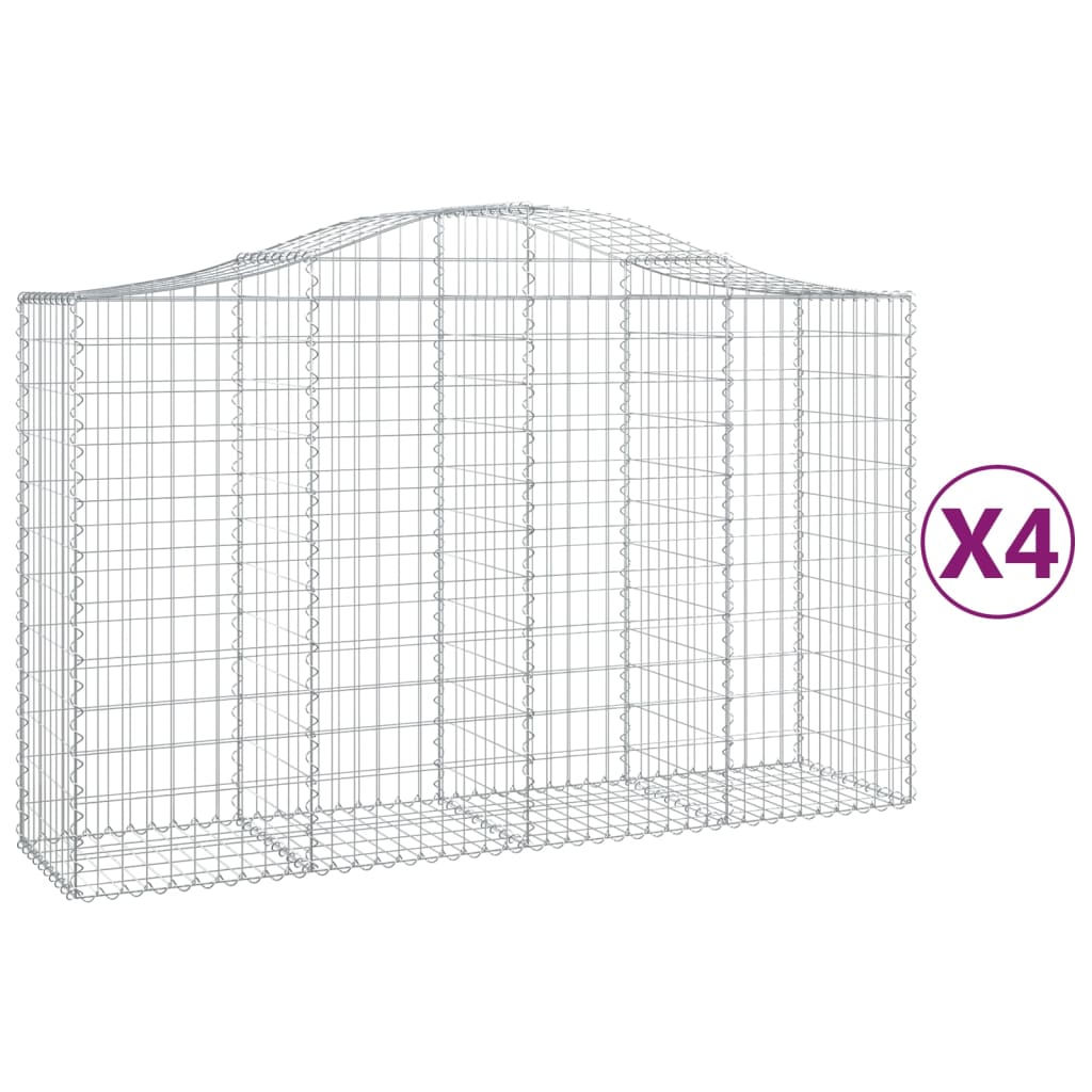 Coșuri gabion arcuite 4 buc, 200x50x120/140 cm, fier galvanizat - Lando