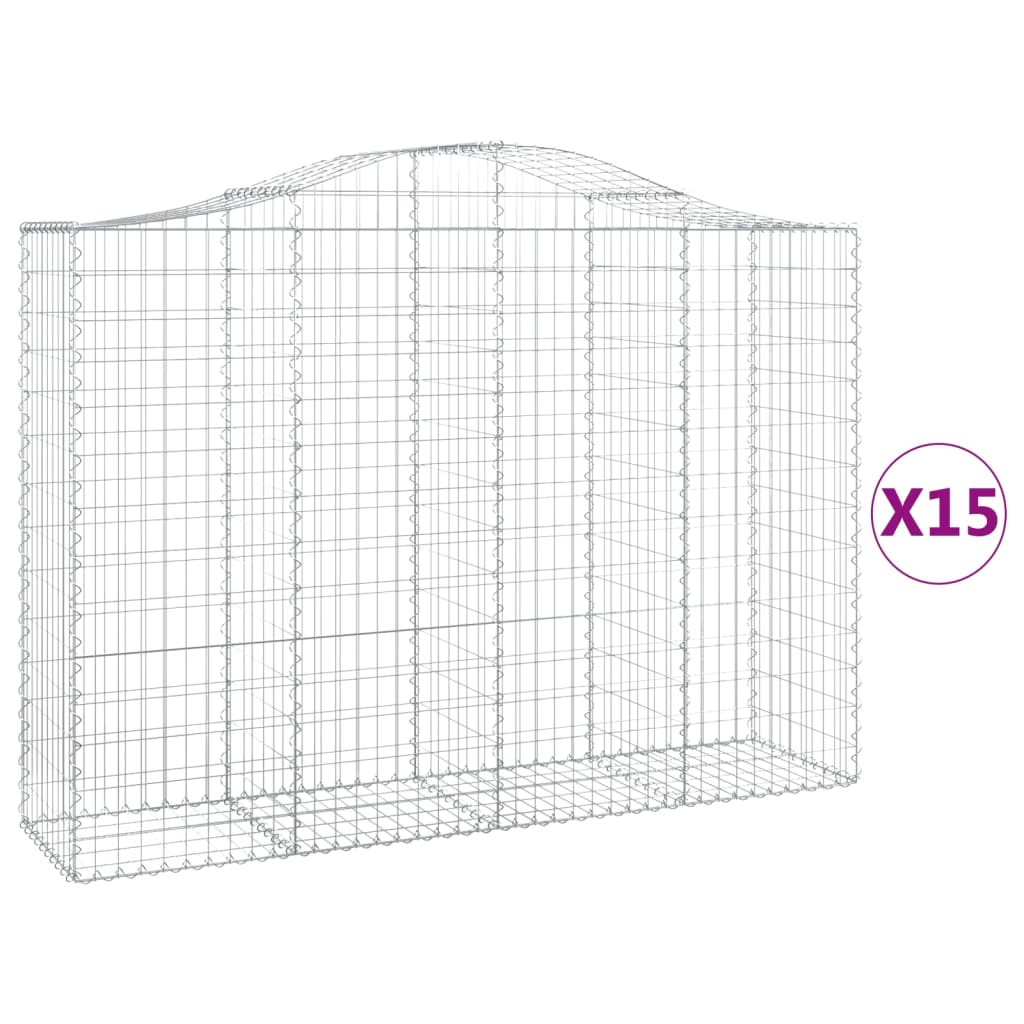 Coșuri gabion arcuite 15 buc, 200x50x140/160cm, fier galvanizat - Lando