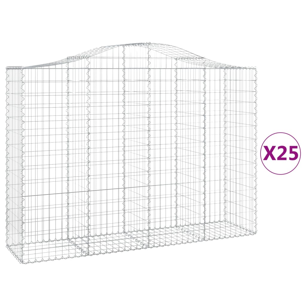 Coșuri gabion arcuite 25 buc, 200x50x140/160cm, fier galvanizat - Lando