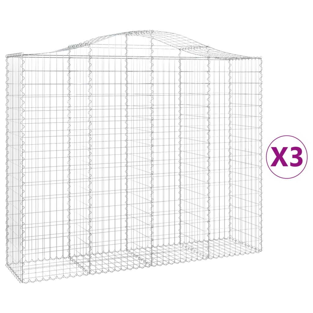 Coșuri gabion arcuite 3 buc, 200x50x160/180 cm, fier galvanizat - Lando