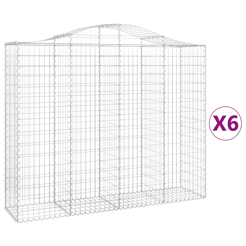 Coșuri gabion arcuite 6 buc, 200x50x160/180 cm, fier galvanizat - Lando