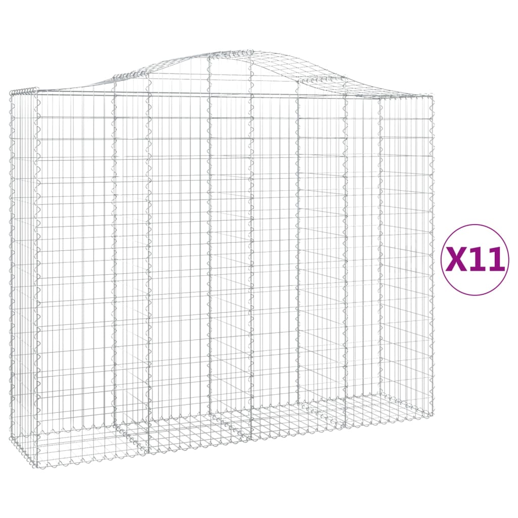 Coș gabion arcuit, 11 buc, 200x50x160/180 cm, fier galvanizat - Lando