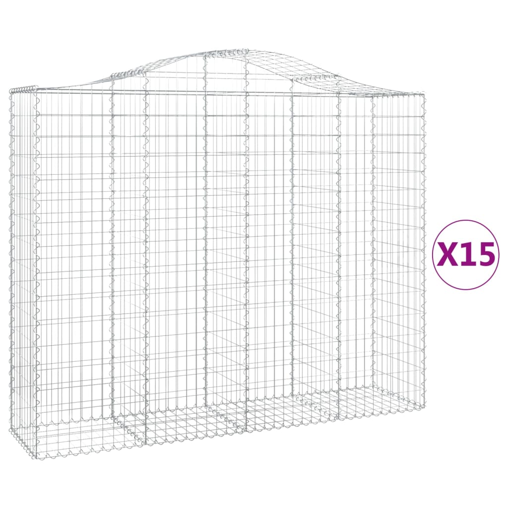 Coș gabion arcuit, 15 buc, 200x50x160/180 cm, fier galvanizat - Lando