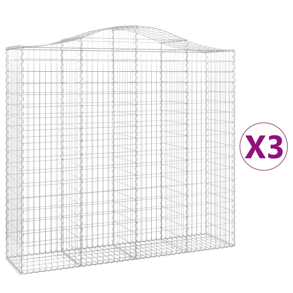 Coșuri gabion arcuite 3 buc, 200x50x180/200 cm, fier galvanizat - Lando