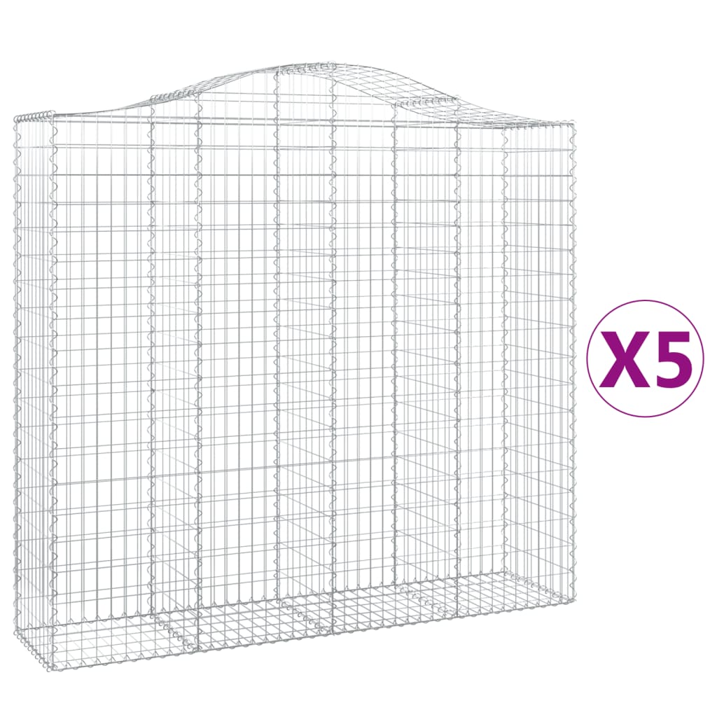 Coșuri gabion arcuite 5 buc, 200x50x180/200 cm, fier galvanizat - Lando