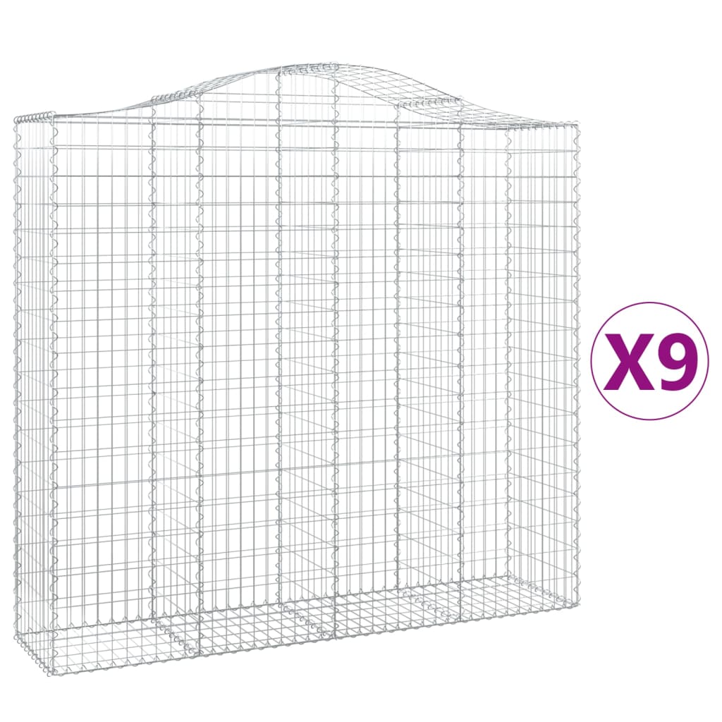 Coșuri gabion arcuite 9 buc, 200x50x180/200 cm, fier galvanizat - Lando