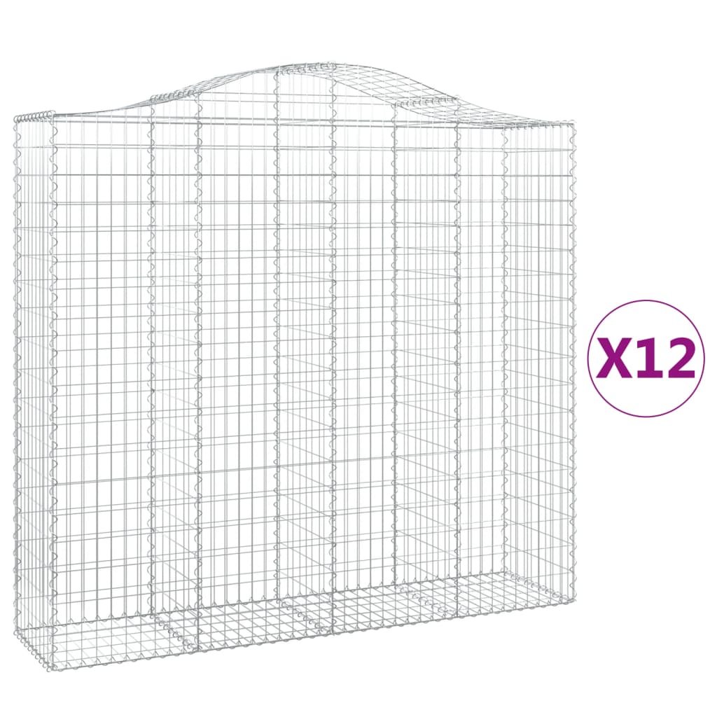 Coșuri gabion arcuite 12 buc, 200x50x180/200cm, fier galvanizat - Lando