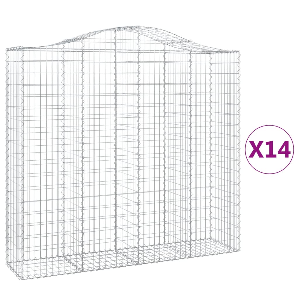 Coșuri gabion arcuite 14 buc, 200x50x180/200cm, fier galvanizat - Lando