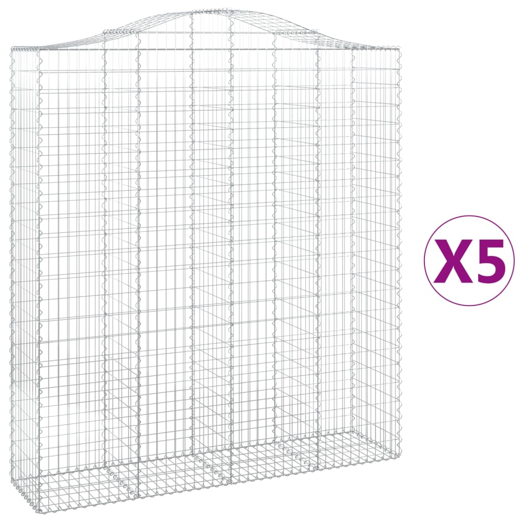 Coșuri gabion arcuite, 5 buc, 200x50x220/240cm, fier galvanizat - Lando