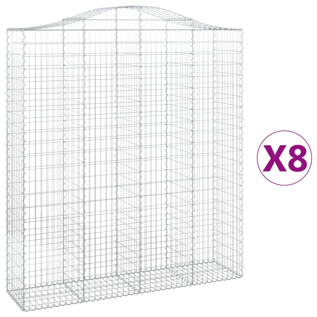 Coșuri gabion arcuite, 8 buc, 200x50x220/240cm, fier galvanizat - Lando