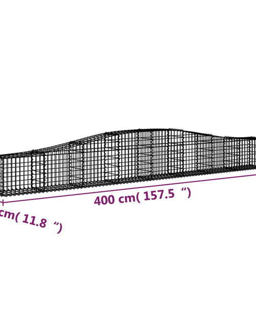 Загрузите изображение в средство просмотра галереи, Coșuri gabion arcuite 5 buc, 400x30x40/60 cm, fier galvanizat - Lando
