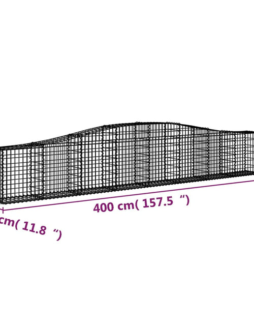 Încărcați imaginea în vizualizatorul Galerie, Coșuri gabion arcuite 2 buc, 400x30x60/80 cm, fier galvanizat - Lando
