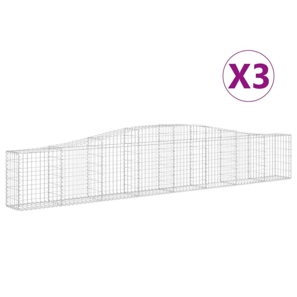 Coșuri gabion arcuite 3 buc, 400x30x60/80 cm, fier galvanizat - Lando