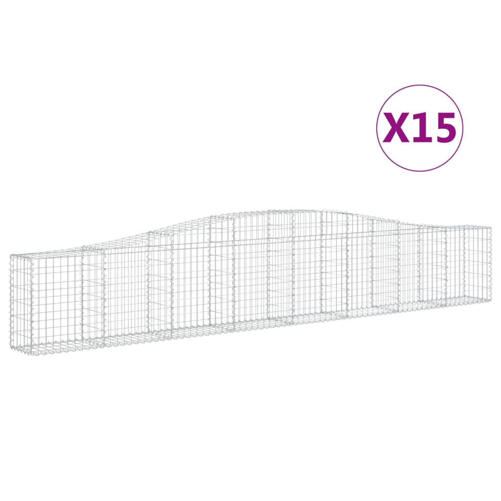 Coșuri gabion arcuite 15 buc, 400x30x60/80 cm, fier galvanizat - Lando