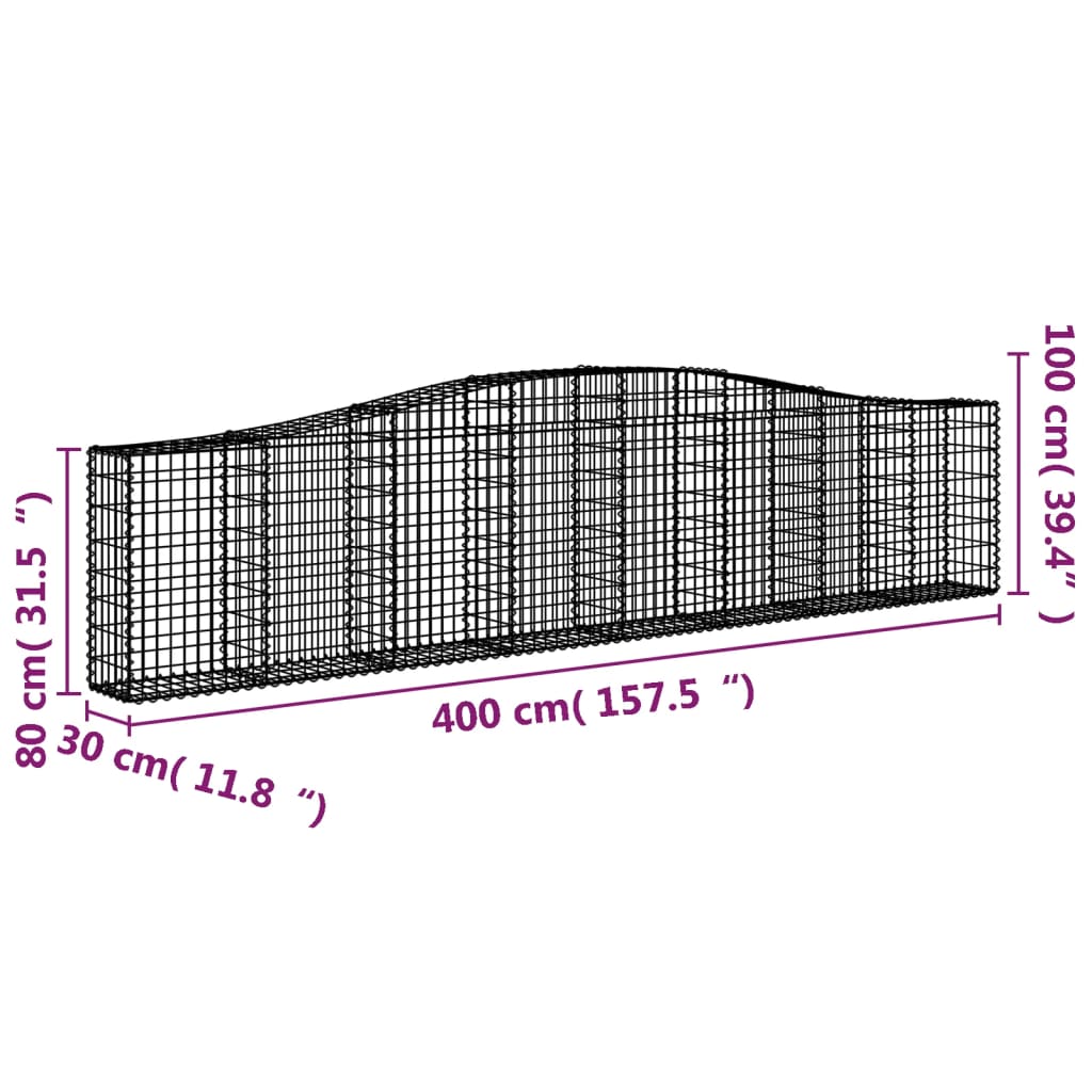 Coșuri gabion arcuite 5 buc, 400x30x80/100 cm, fier galvanizat - Lando