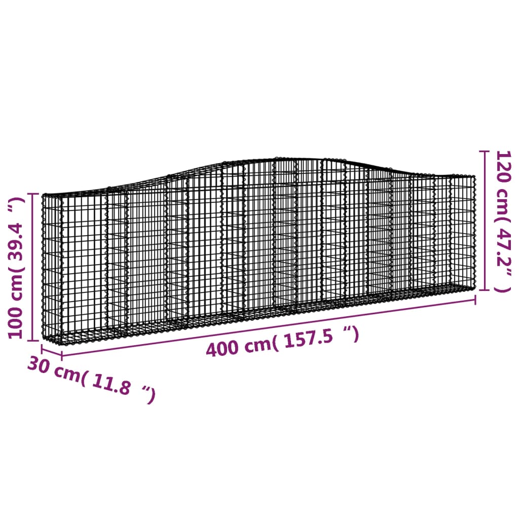 Coșuri gabion arcuite 6 buc, 400x30x100/120 cm fier galvanizat - Lando