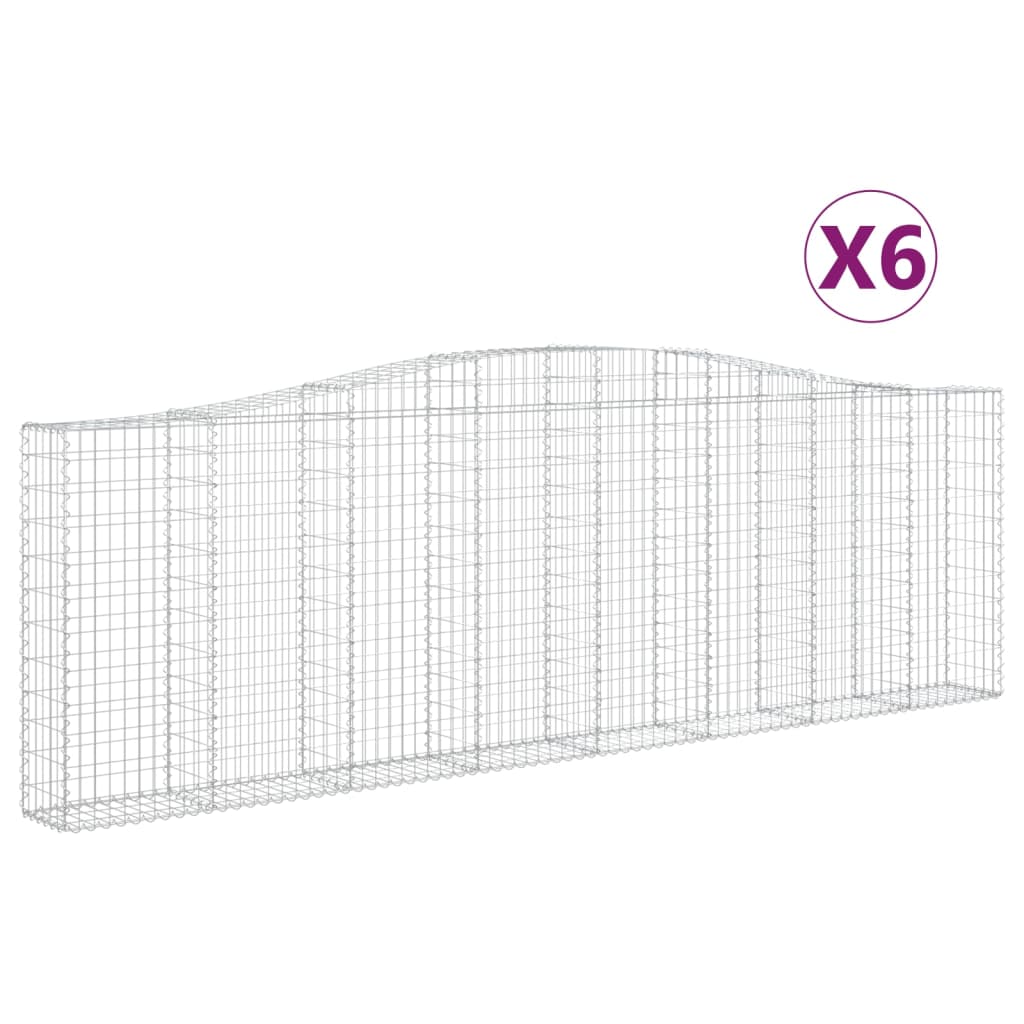 Coșuri gabion arcuite 6 buc. 400x30x120/140 cm fier galvanizat - Lando