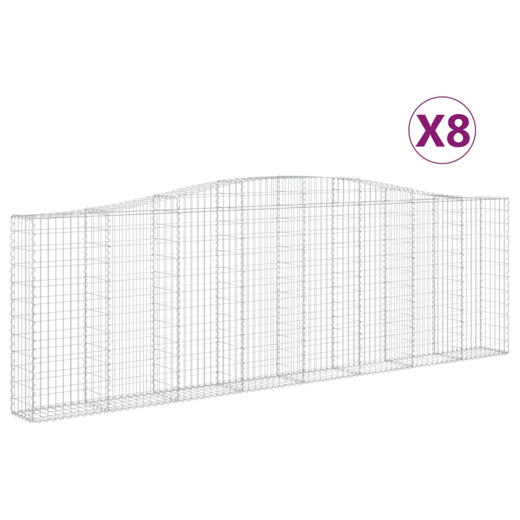 Coșuri gabion arcuite 8 buc. 400x30x120/140 cm fier galvanizat - Lando