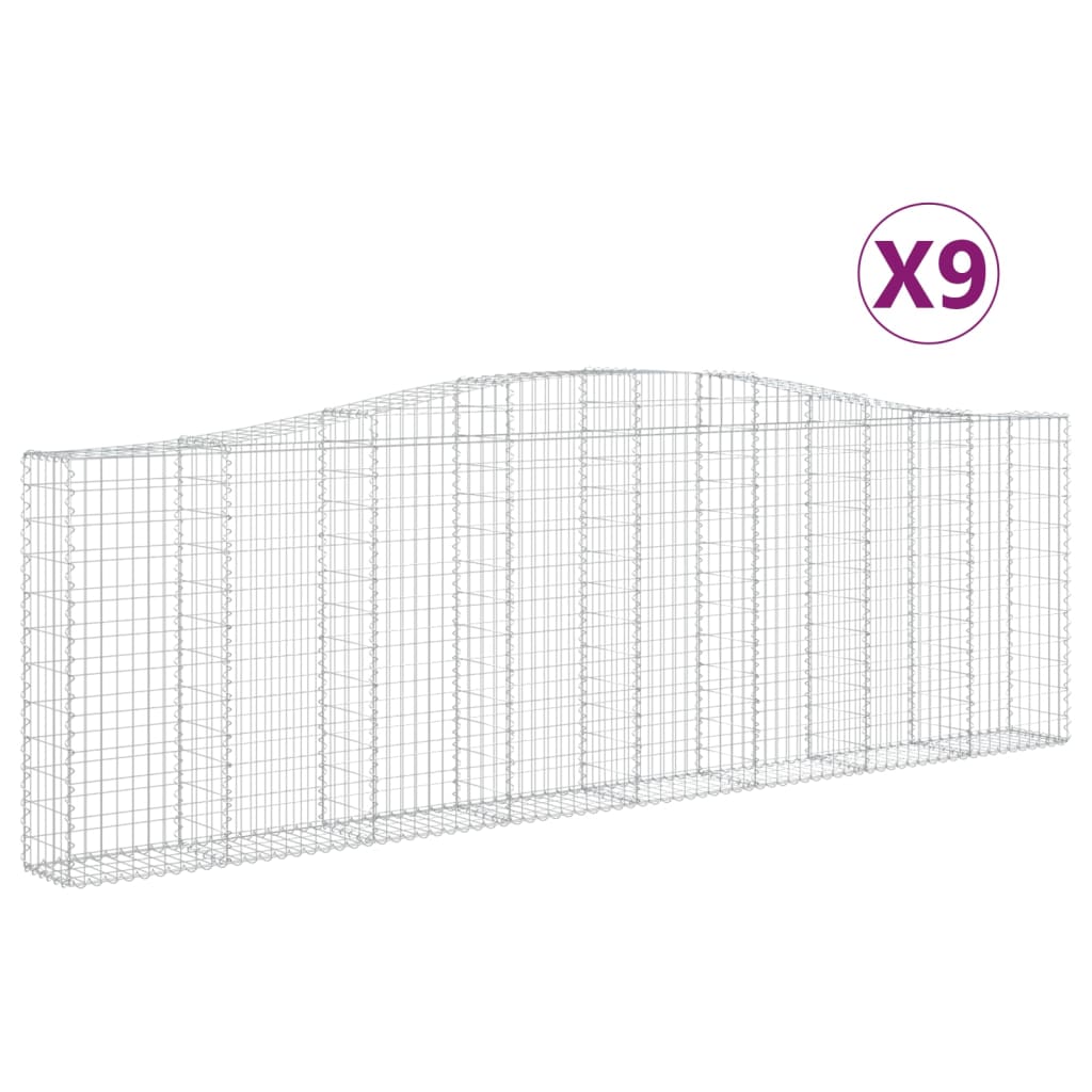 Coșuri gabion arcuite 9 buc. 400x30x120/140 cm, fier galvanizat - Lando