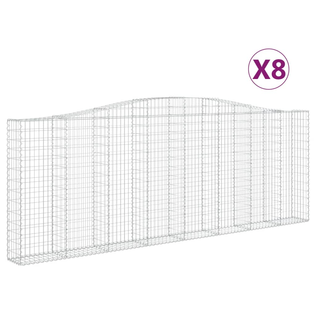 Coșuri gabion arcuite 8 buc, 400x30x140/160 cm, fier galvanizat - Lando