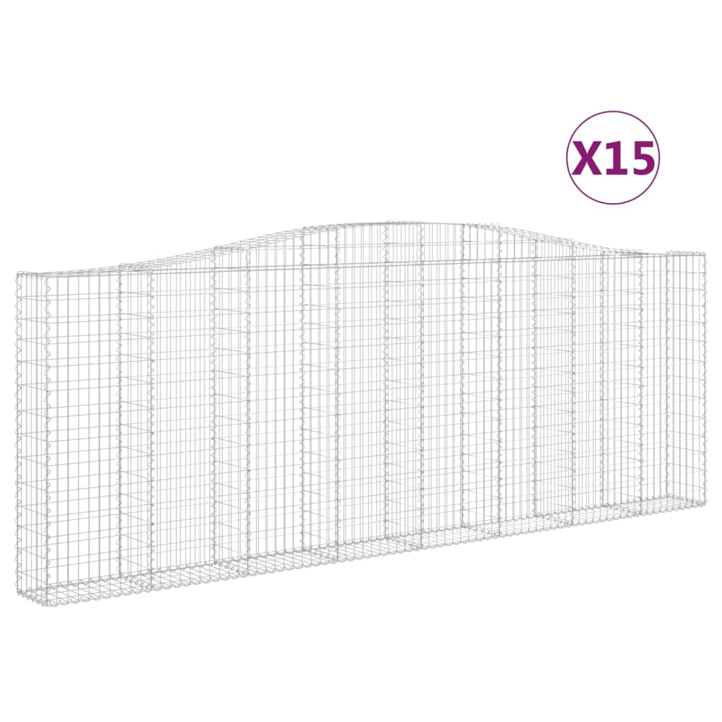 Coșuri gabion arcuite 15 buc. 400x30x140/160 cm fier galvanizat - Lando