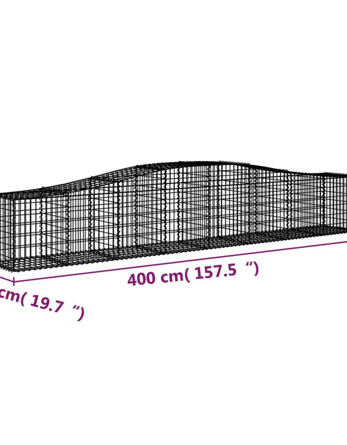 Загрузите изображение в средство просмотра галереи, Coșuri gabion arcuite 2 buc, 400x50x60/80 cm, fier galvanizat - Lando
