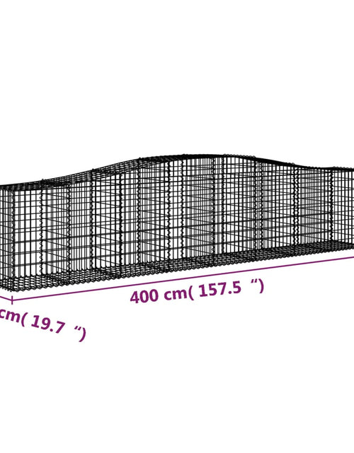 Загрузите изображение в средство просмотра галереи, Coșuri gabion arcuite 4 buc, 400x50x80/100 cm, fier galvanizat - Lando
