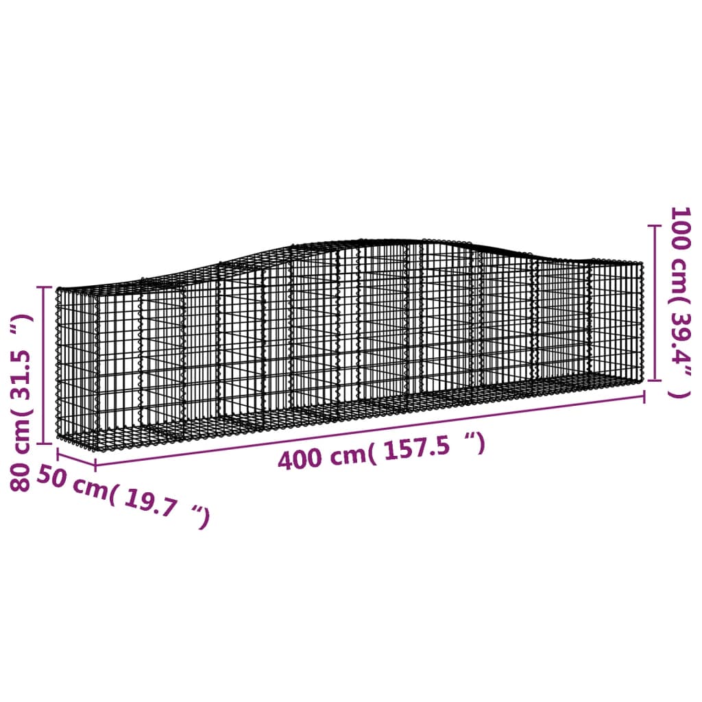 Coșuri gabion arcuite 10 buc, 400x50x80/100 cm, fier galvanizat - Lando