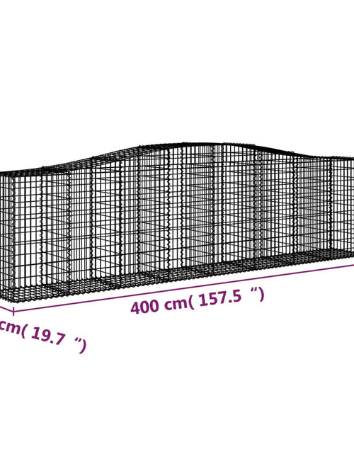 Загрузите изображение в средство просмотра галереи, Coșuri gabion arcuite 2 buc, 400x50x100/120 cm fier galvanizat Lando - Lando
