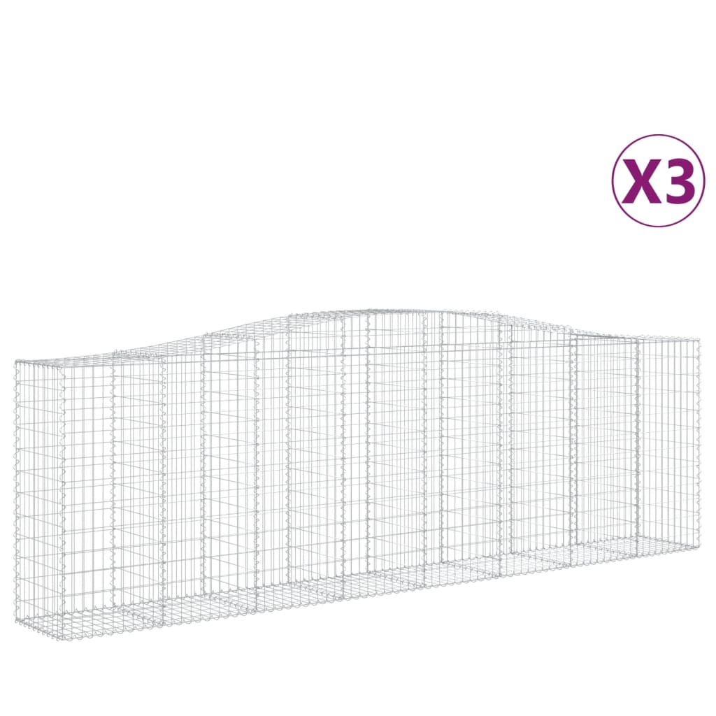 Coșuri gabion arcuite 3 buc, 400x50x120/140 cm, fier galvanizat - Lando