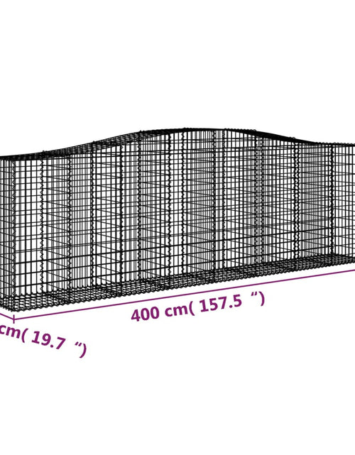 Загрузите изображение в средство просмотра галереи, Coșuri gabion arcuite 5 buc, 400x50x120/140 cm, fier galvanizat - Lando
