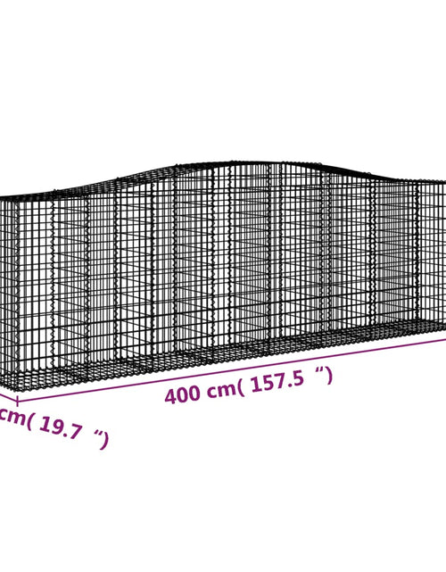 Загрузите изображение в средство просмотра галереи, Coșuri gabion arcuite 7 buc, 400x50x120/140 cm, fier galvanizat - Lando
