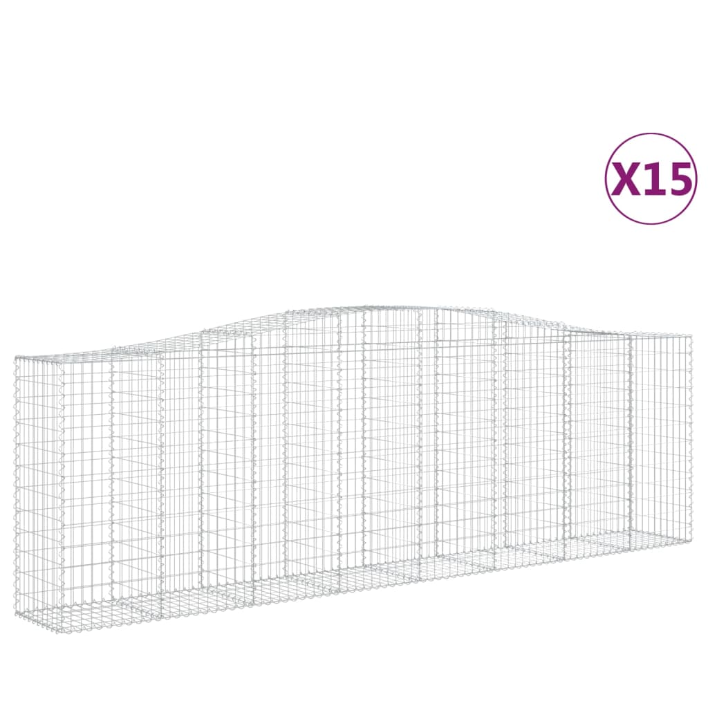 Coșuri gabion arcuite 15 buc, 400x50x120/140cm, fier galvanizat - Lando