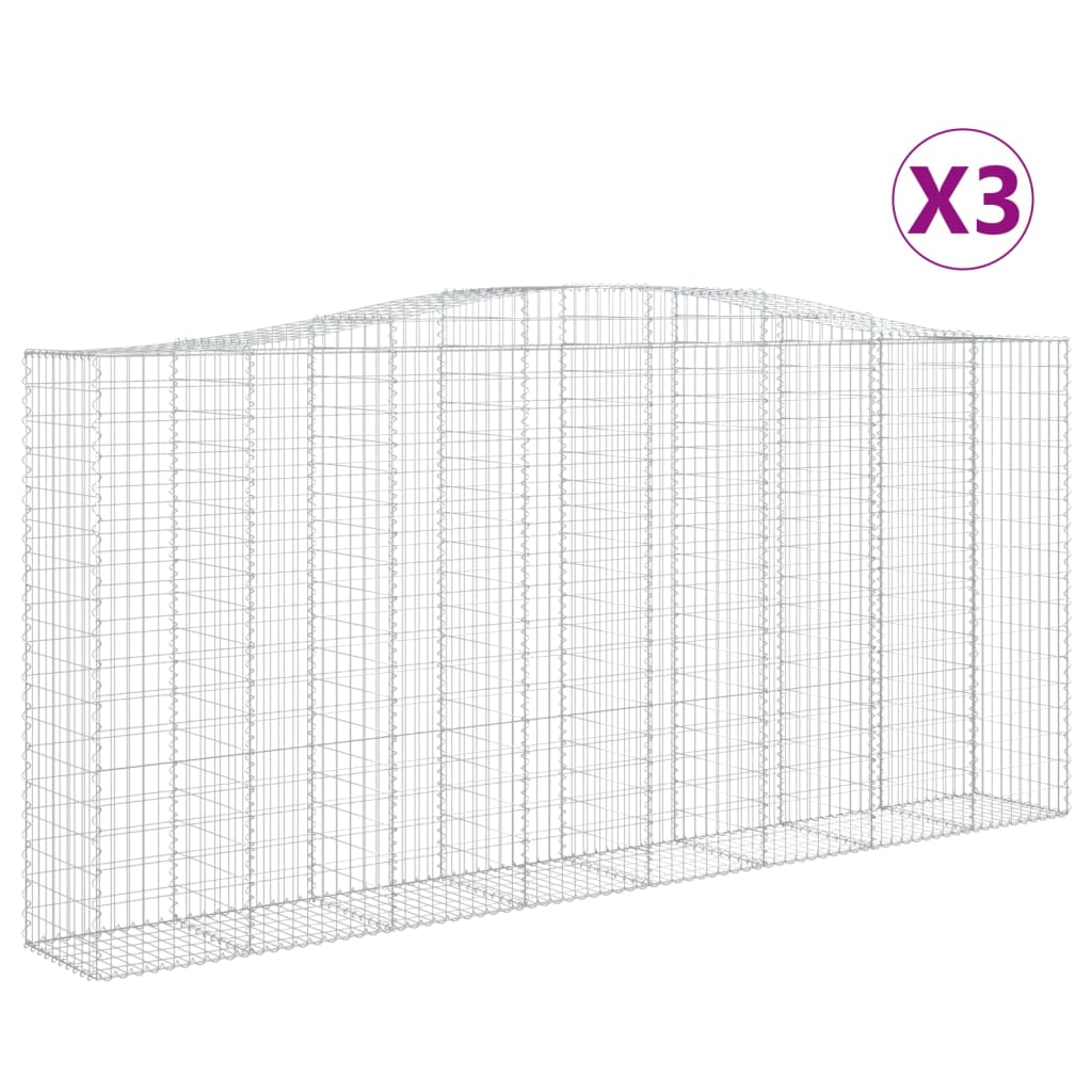 Coșuri gabion arcuite 3 buc, 400x50x180/200 cm, fier galvanizat - Lando